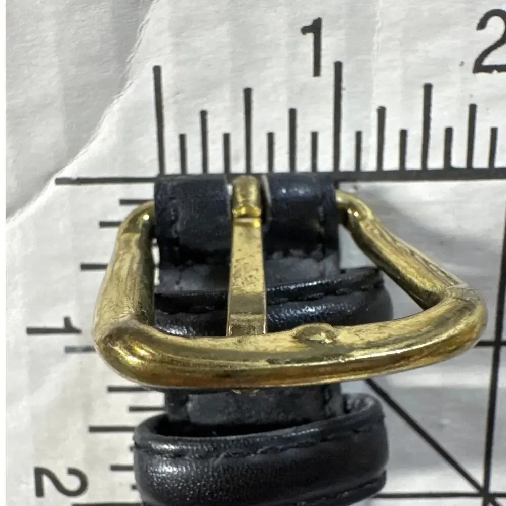 Vintage Black Leather Brass Buckle 1" Wide Dress Belt Men 36" - Picture 6 of 8